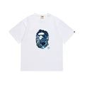 BAPE Style Winter Snow Scenery Ape Head Short-Sleeve Tee - White