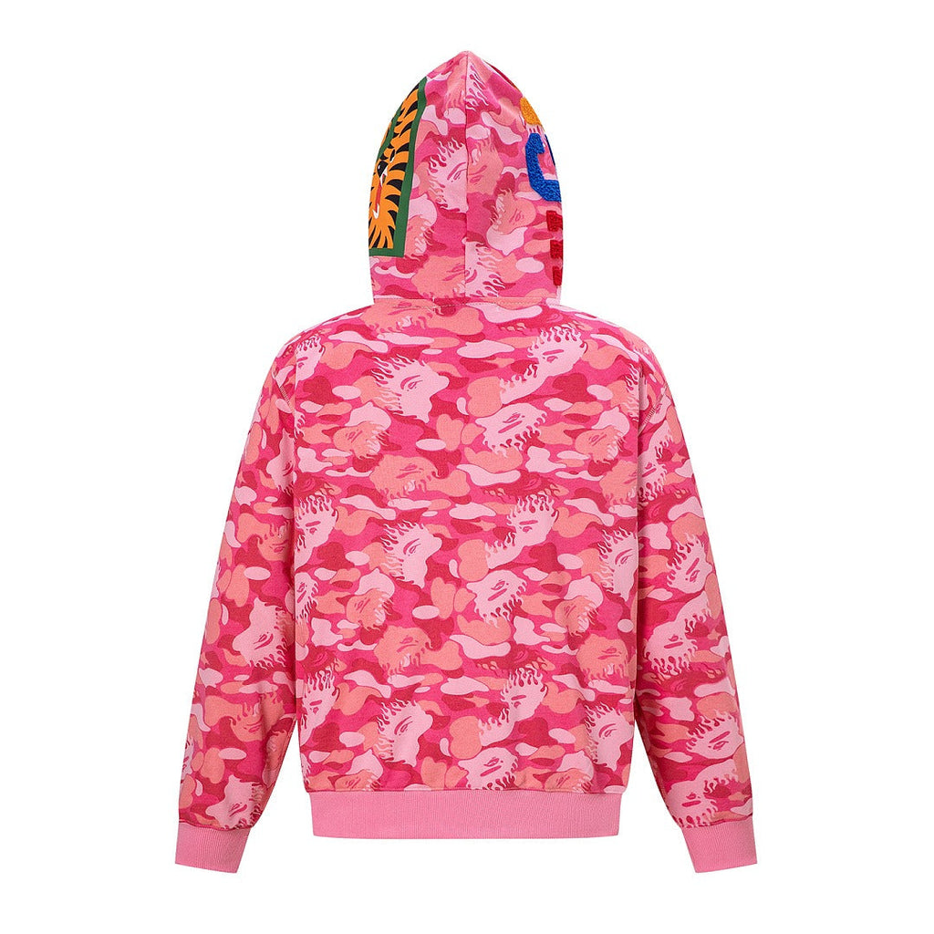 BAPE Shark Full Zip Camo Hoodie (Pink Camo)