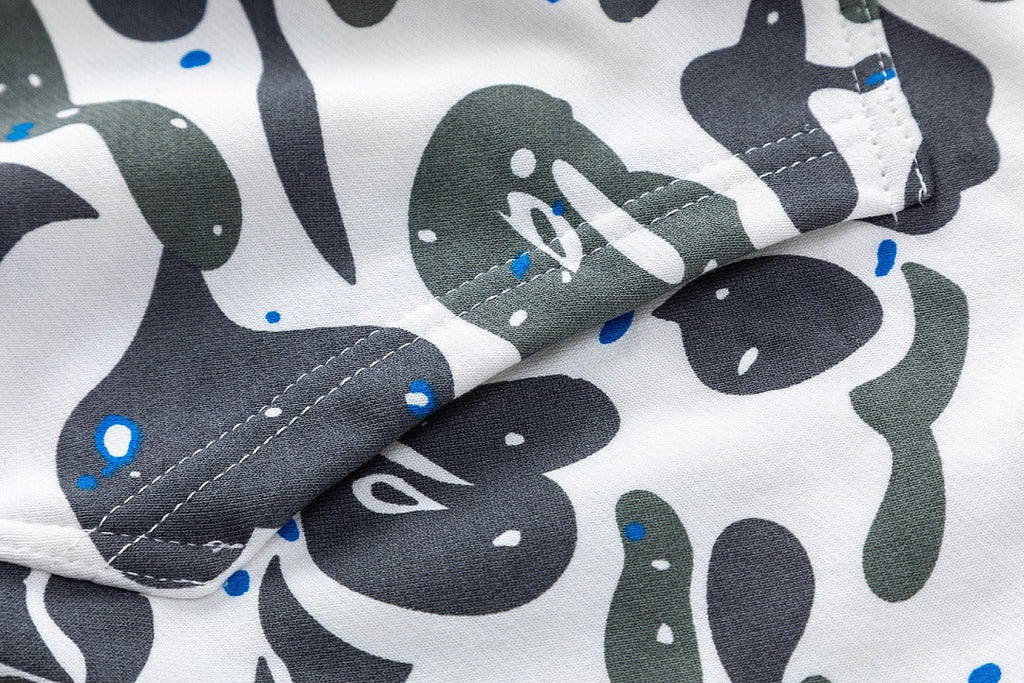 BAPE Shark Full Zip Camo Hoodie (White & Blue Paint Splatter Camo)